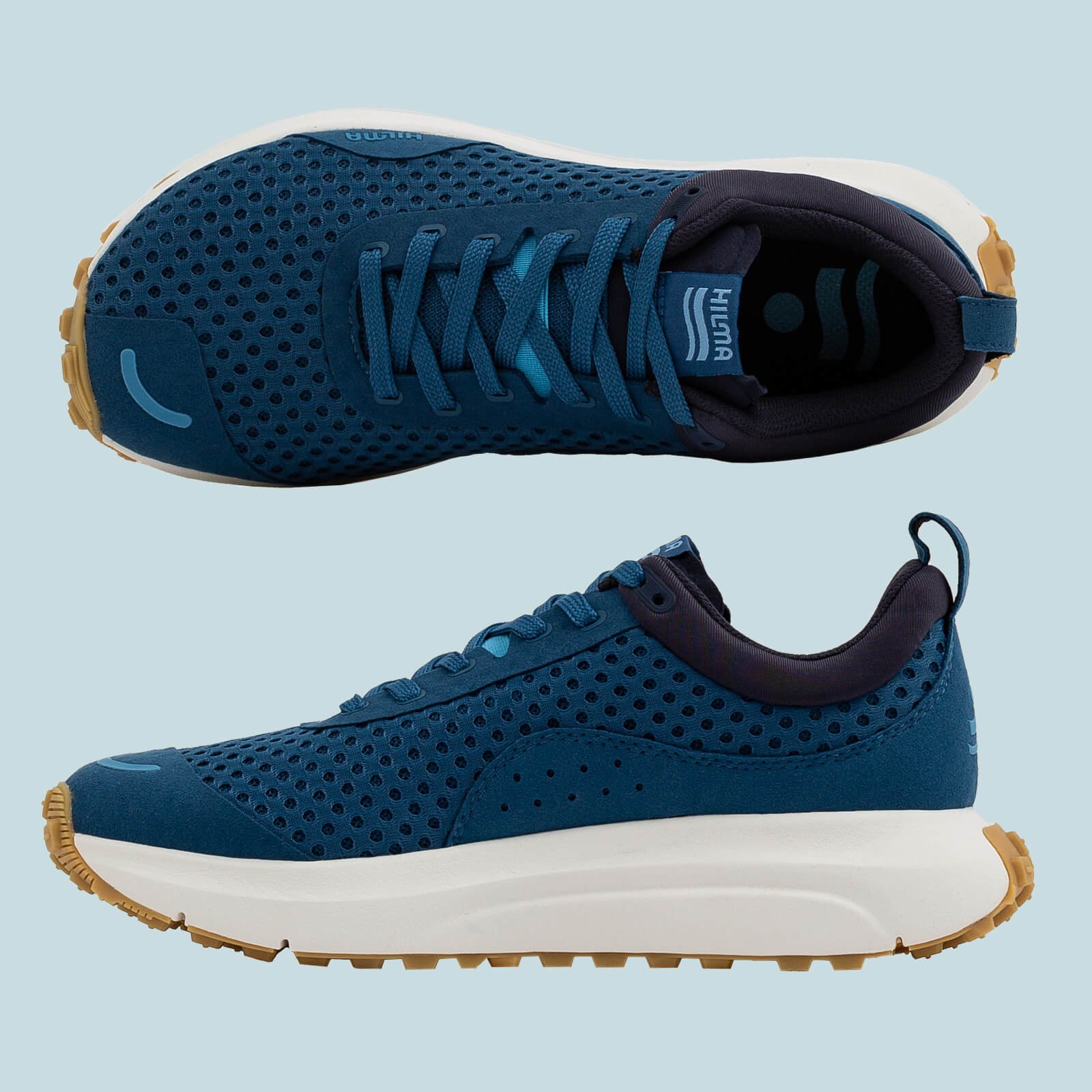 Top and Side Angle view of the Hilma Running Shoe in Blue