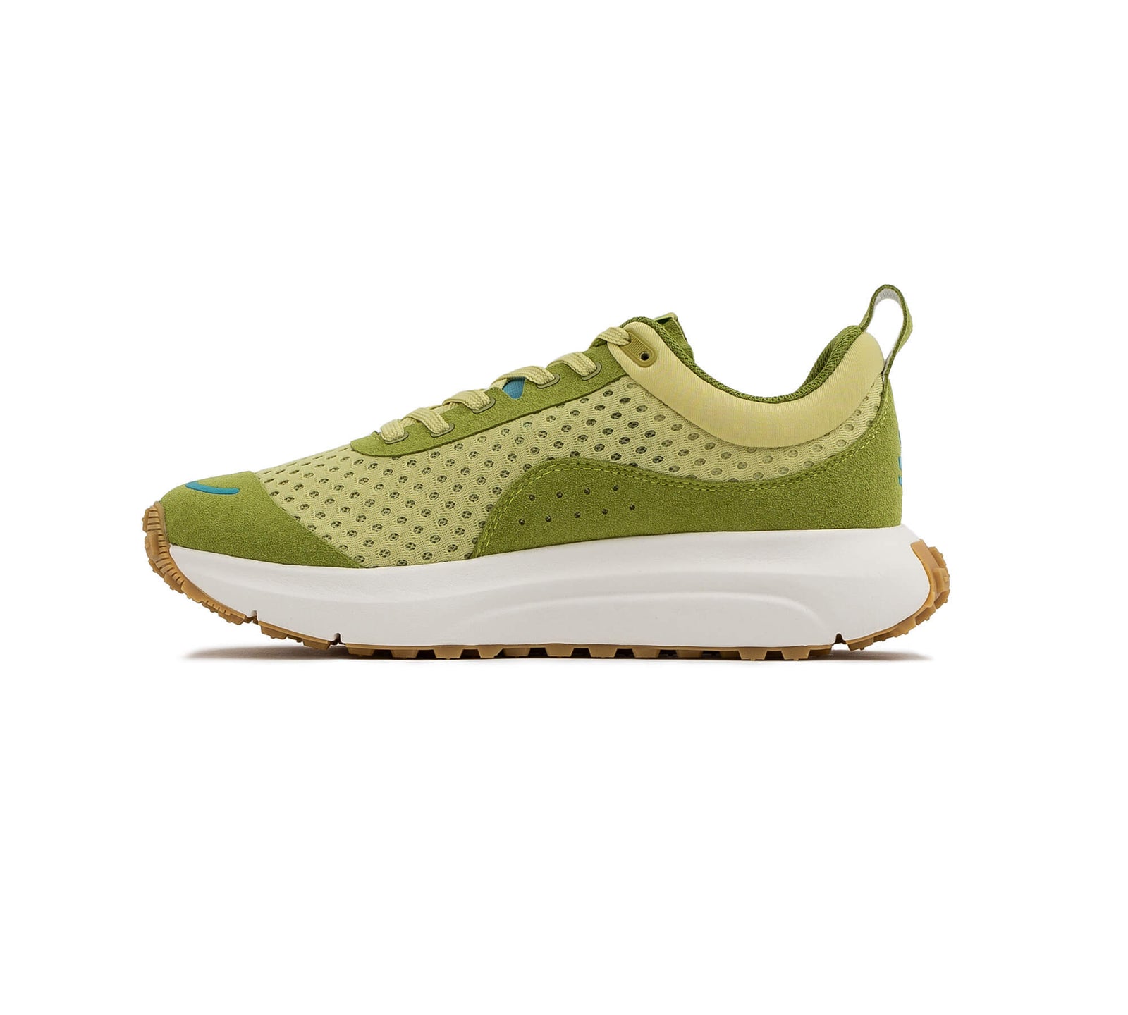 Interior side view of the right Everywhere Hilma Running Shoe in Linden Green