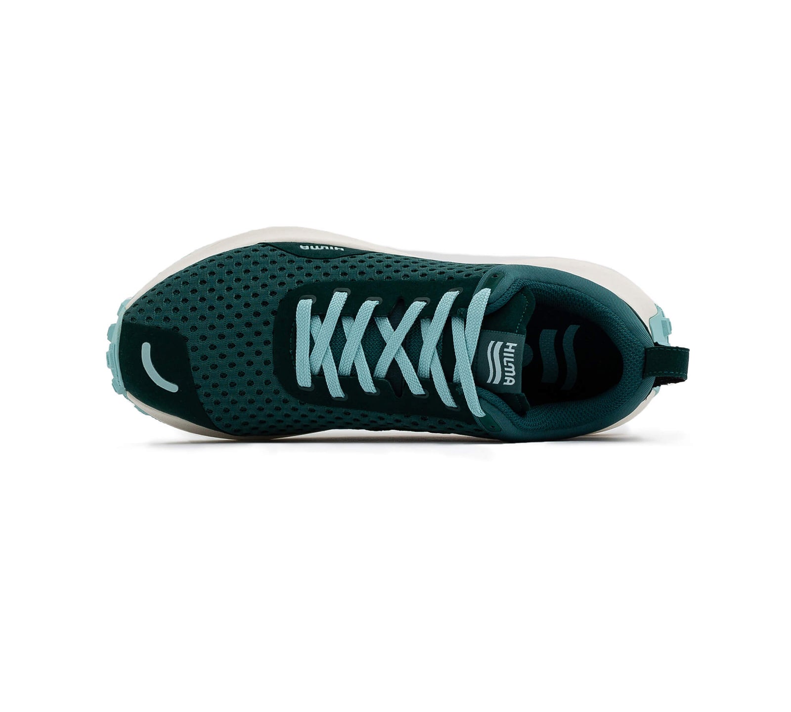 Top down view of right Everywhere Hilma Running shoe in Evergreen
