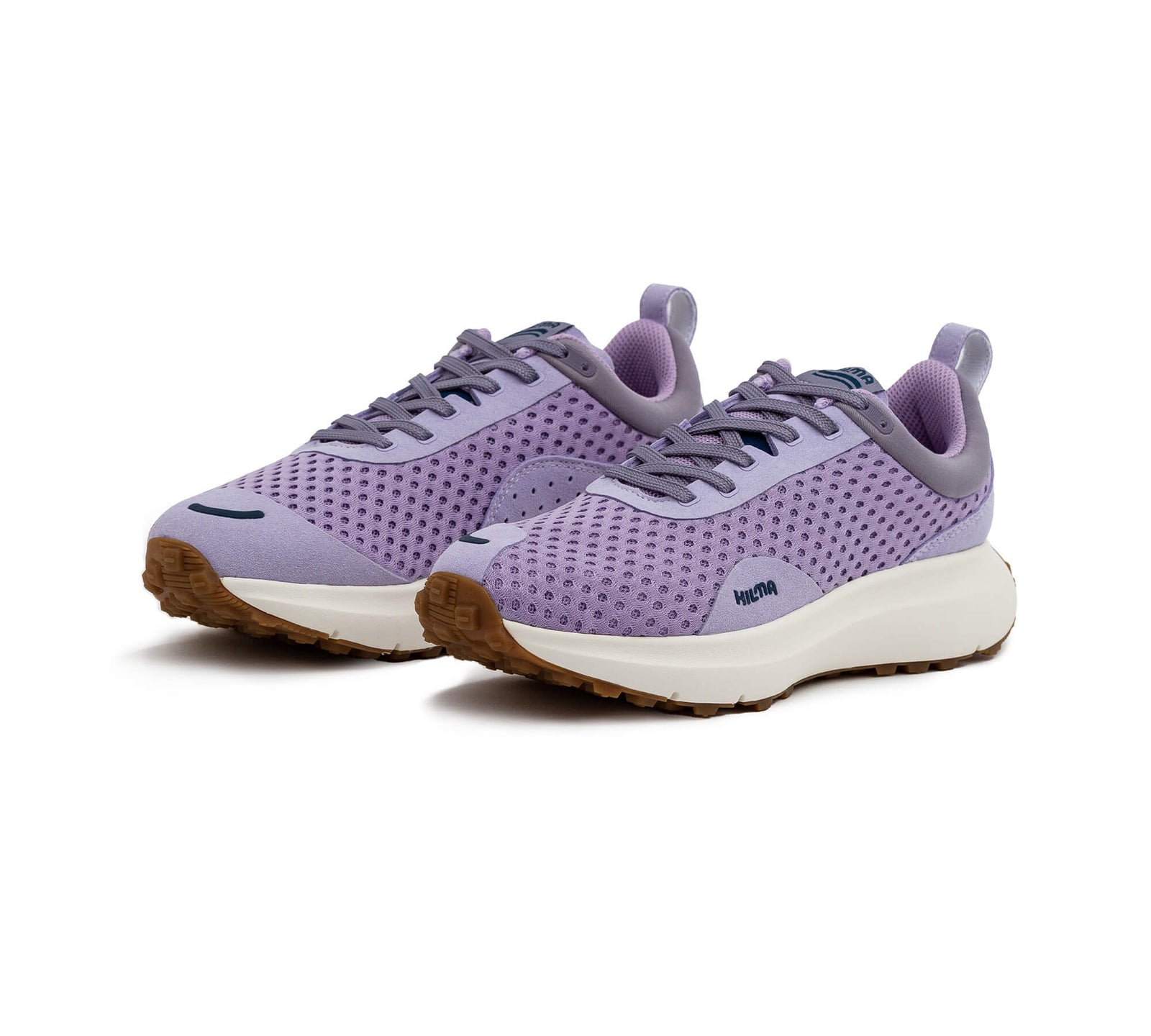 Front side view of a pair of the Everywhere Hilma Running shoe in Purple Rose